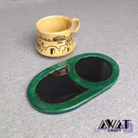 زیر لیوانی چوب و رزین سبز و مشکی