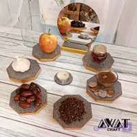 هفت سین چوب و رزین پایه دار 12 تکه آبی فیروزه ای