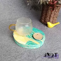 زیر لیوانی چوب و رزین سه کاره با جای وارمر و عود
