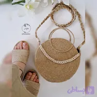 کیف و صندل زنانه کنفی مدل گرد بافی