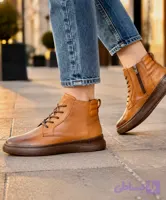 نیم‌بوت مردانه چرم طبیعی تبریز مدل ۲۰۲۶ ایتالیا رنگ عسلی قهوه ای