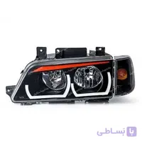 چراغ جلو اسپرت پژو 405 طرح یو ابرویی نارنجی (کاسه دو تکه)