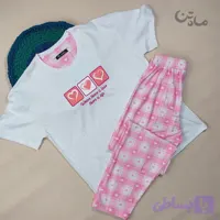 ست تیشرت و شلوار زنانه نخ پنبه مدل قلب سه تایی