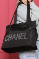کیف سایز بزرگ ساتن نگین دار مارک chanel