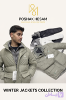 کاپشن اسپورت مردانه وارداتی داخل پر روی ضد آب سیلیکونی طرح پیراهن چهارخانه دکمه ای