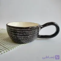 ماگ سرامیکی دست ساز – طرح خطوط سفید