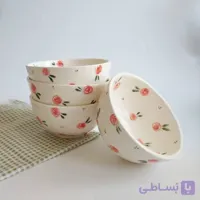 مجموعه چهارعددی پیاله سرامیکی- طرح گل گلی ریز