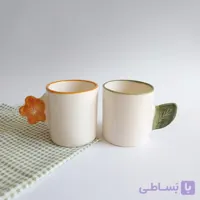 ست دونفره اسپرسوخوری سرامیکی دست ساز – طرح گل و برگ