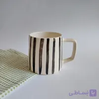 ماگ سرامیکی دست ساز – طرح مشکی خط دار