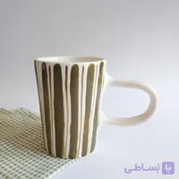 ماگ سرامیکی دست ساز – طرح خطوط سبز