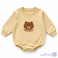 بادی نوزادی دخترانه آستین بلند مناسب 6 ماه تا 24 ماه رنگ کرمی