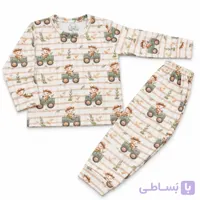 ست بلوز شلوار بچه گانه راحتی کبریتی ریلی درجه یک طرح مزرعه مناسب 3 تا 6 سال