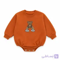 بادی بچگانه تدی رنگین کمان آستین نارنجی مناسب 6 ماه تا 24 ماه