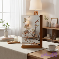 آینه دکوری پایه چوبی رونیکا مدل L کوچک طرح شکوفه