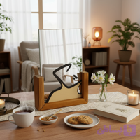 آینه دکوری پایه چوبی رونیکا مدل U کوچک طرح شکر