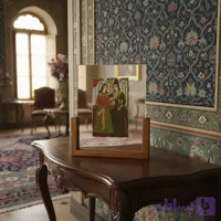 آینه دکوری پایه چوبی رونیکا مدل U بزرگ طرح قجر