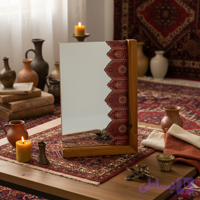 آینه دکوری پایه چوبی رونیکا مدل L کوچک طرح کناره