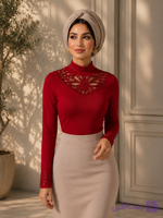 بلوز مجلسی یقه فرنچ نگین‌دار
