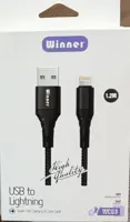 کابل شارژ تایپ C وینر Winner مدل WC03 کنفی Lightning به Usb – توان 5A، طول 1.2 متر