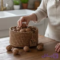 سبد دست‌بافت رافیا نسکافه ای