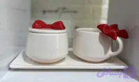 ست چای خوری تک نفره پاپیونی قرمر زنگ