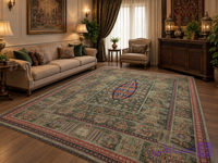 فرش ماشینی پلی اورژان دیبا طرح درخت زندگی رنگ سبز اندازه دلخواه – کد 79992
