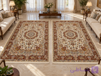 جفت دستباف 6 متری طرح خطیبی استاد بافت 30 رج – کد 75904
