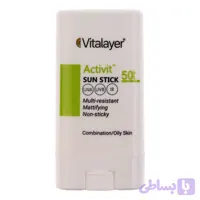 ضد آفتاب استیکی بی‌رنگ ویتالیر SPF 50 مدل اکتیویت ‌محافظ UVA،UVB,IR مناسب پوست‌های مختلط و چرب وزن 15 گرم