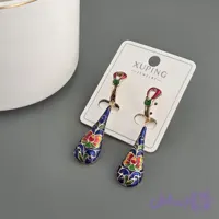 گوشواره بسیار زیبا وخاص میناکاری ژوپینگ