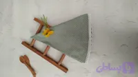 رومیزی گرد پارچه ای چهار خانه سبز