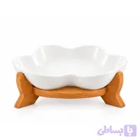 شیرینی خوری سرامیکی مدل لاله با استند چوبی