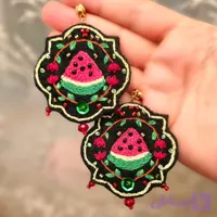گوشواره گلدوزی هندوانه‌ای افسون