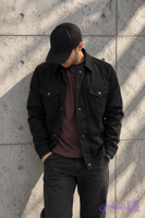 کاپشن کتان مردانه جدید پارچه کتان کج راه سنگشور شده یقه دار داخل خز بره ای سایزبندی L-3XL
