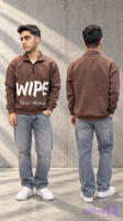 دورس نیم زیپ باکسی پارچه ۳نخ پنبه خارخورده داخل کرک با چاپ WIPE