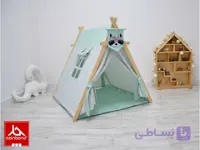 چادر بازی کودک طرح کلبه مدل ستاره فیروزه‌ای (نعنایی) | Play House