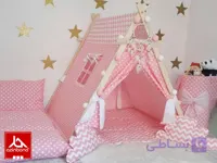 چادر بازی کودک طرح کلبه مدل صورتی زیگزاگ (پرنسسی) | Play House
