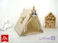 چادر بازی کودک طرح کلبه مدل نسکافه‌ای خالدار (مخمل) | Play House