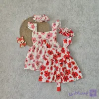 پیراهن دو تیکه مجلسی گل دار دخترانه