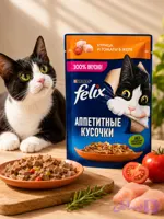 پوچ فلیکس گربه با طعم مرغ و سس گوجه 75g
