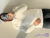 بافت گرم بالا وارداتی گل و مروارید کارشده در یقه سایز مناسب ۳۴الی۴۴