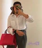 شومیز لینن سفید بیسیک 019
