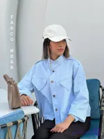 کت جین آبی روشن کوتاه