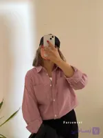 شومیز راه راه زنانه زرشکی آف