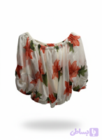 کراپ زنانه گلدار گره ای