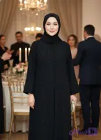 مانتو زنانه مجلسی کرپ( ارسال فوری) تمام نگین مشکی