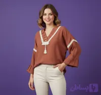 بلوز زنانه (حراجی) شکلاتی جلو بسته( ارسال فوری)فری سایز
