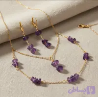 سرویس استیل رنگ ثابت با سنگ آمتیست اصل