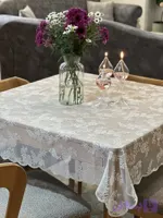 رومیزی دانتل حاشیه‌دار طرح ایکیا_۶نفره