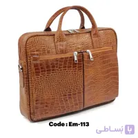 کیف اداری مدل aka تمام چرم گاوی چاپ کروکودیلی رنگ‌بندی