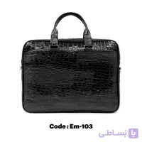 کیف اداری تمام چرم گاوی چاپ کروکودیلی دارای ضربه گیر